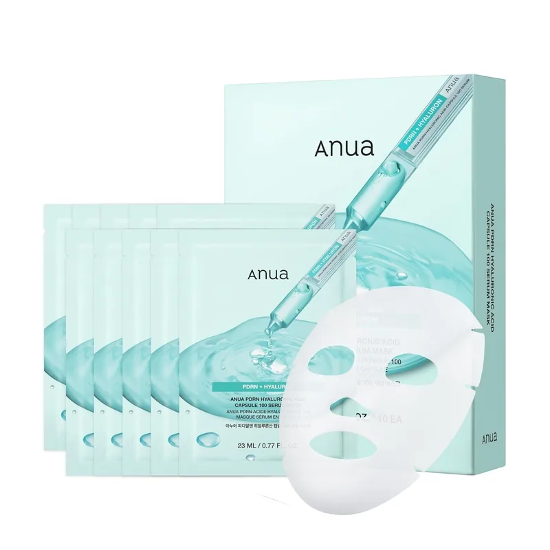 Anua PDRN Hyaluronic Acid Capsule 100 Serum Mask, Hydrating & Soothing Face Mask for Glass Skin, Dewy Glow and Firm Look
