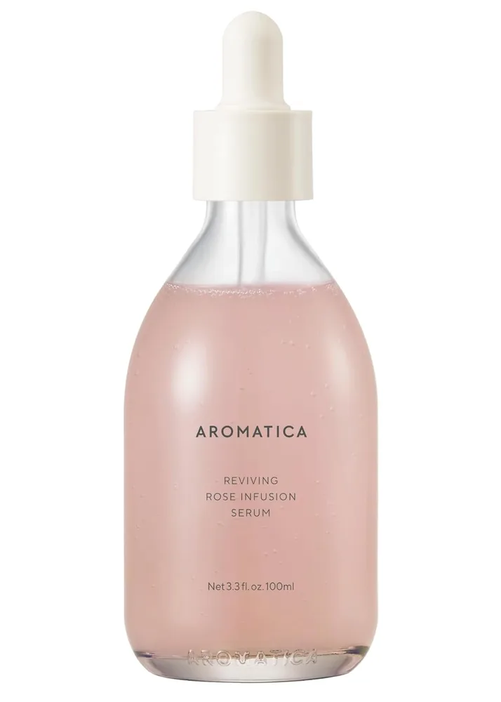 AROMATICA Reviving Rose Infusion Serum, Vegan, Vitality, Rejuvenating Hydration Serum for Dry Skin