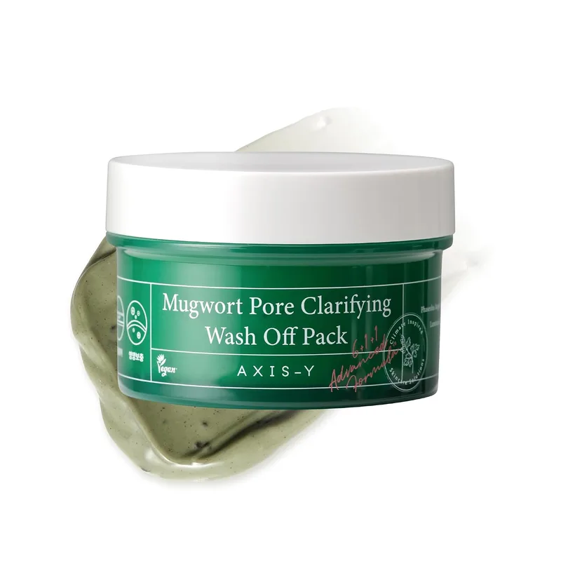 AXIS-Y Mugwort Pore Clarifying Wash Off Pack - Face Exfoliator Targets Clogged Pores, Whitehead & Blackhead Remover - Ve