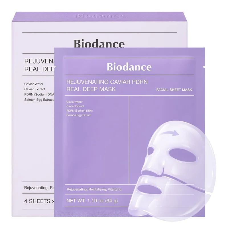 BIODANCE Rejuvenating Caviar PDRN Real Deep Mask, Overnight Hydrogel Face Mask, Skin Firming, Radiance, Enhancing Skin R