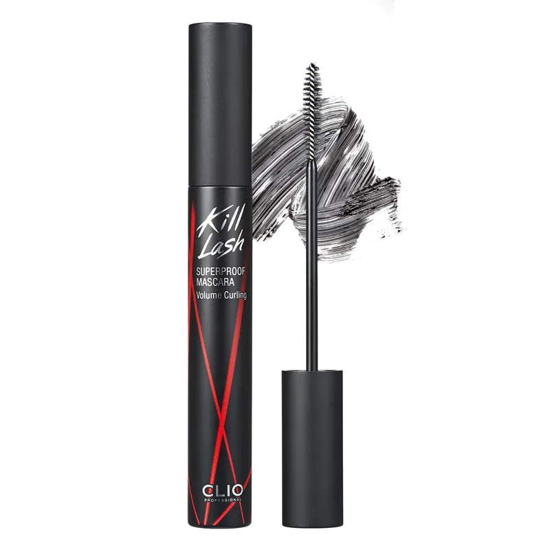 CLIO PROFESSIONAL CLIO Kill Lash Superproof Mascara, Waterproof Volumizing Mascara with Curved Brush, Buildable Fullness, Smudge-Resistant