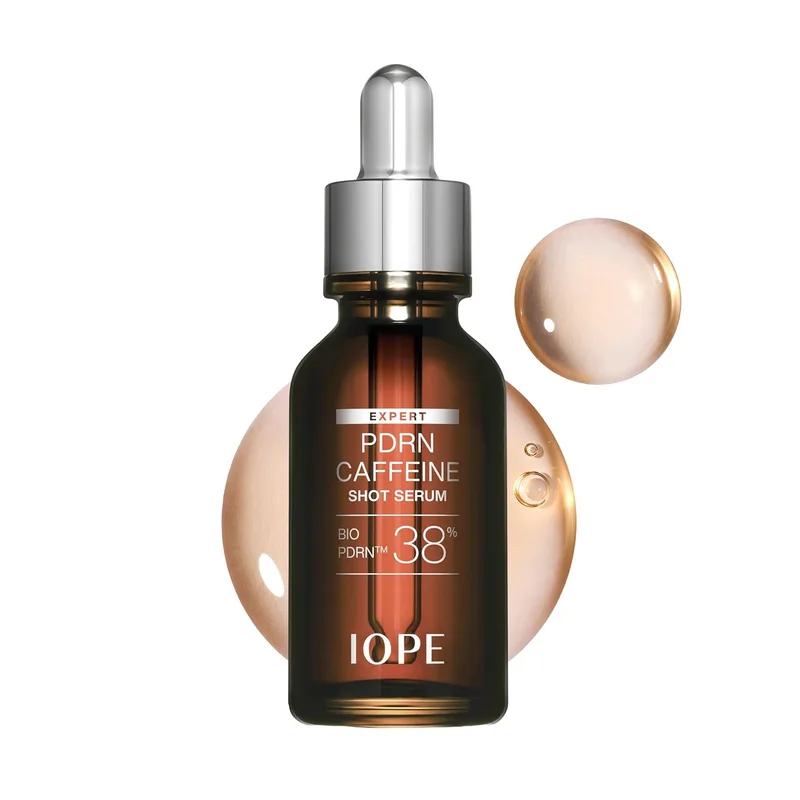 IOPE Expert PDRN Caffeine Shot Serum - Anti-Aging Face Serum to Visibly Depuff, Smooth, and Rejuvenate Tired Skin - With