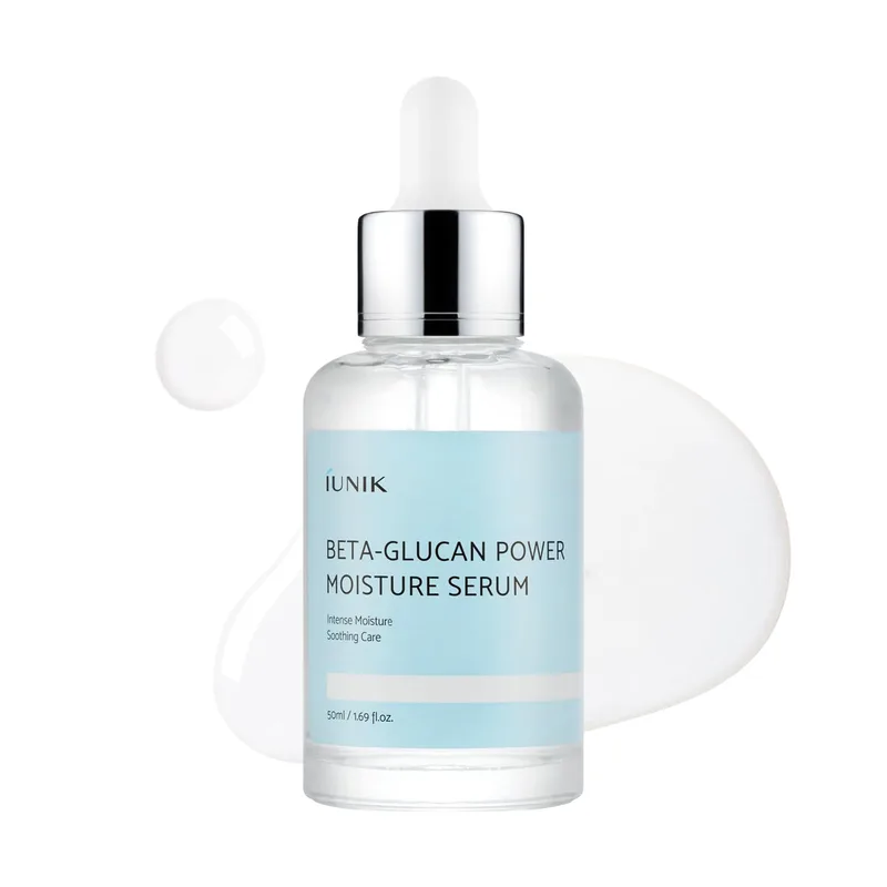 IUNIK Beta-Glucan Power Moisture Serum – Beta-Glucan & 7 Types of Peptides Deep Hydration Vegan Serum for Dry, Mature &