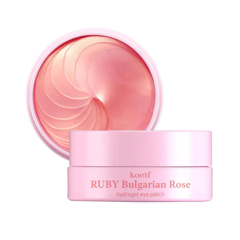 Koelf Ruby & Bulgarian Rose Hydrogel Eye Patch 60ea (30pairs) - Soothing, Hydrating Eye Mask with Rose Water, Green Tea