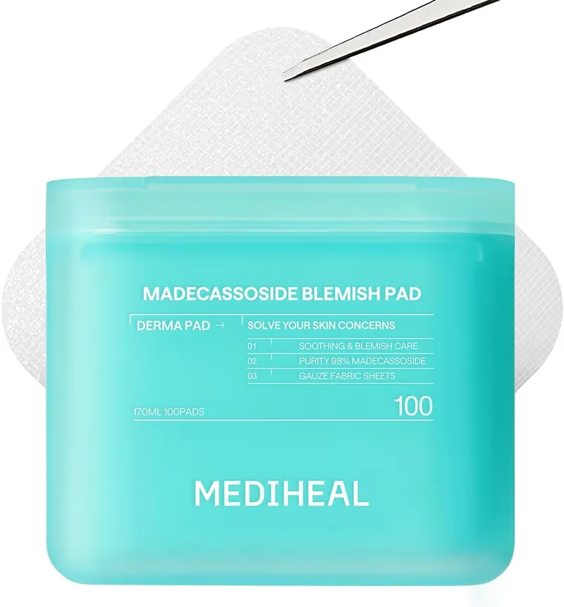 Mediheal MEDIHEAL Toner Pads 100 Count - Madecassoside Blemish Care Toner Pad with Centella Asiatica - Improves Uneven Skin Tone
