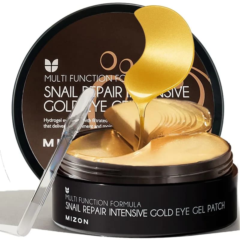 MIZON Under Eye Patches for Puffy Eyes & Dark Circles, 24K Gold & Snail Mucin, 60 Pcs – Anti-Wrinkle Collagen & Peptide