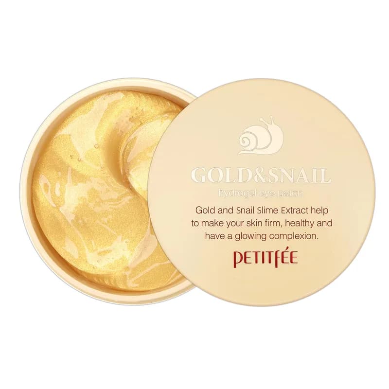 Petitfee Gold & Snail Hydrogel Eye Patch 60ea (30pairs) - 24k Gold Snail Eye Mask for Firming, Healthy Skin, Hydrating,