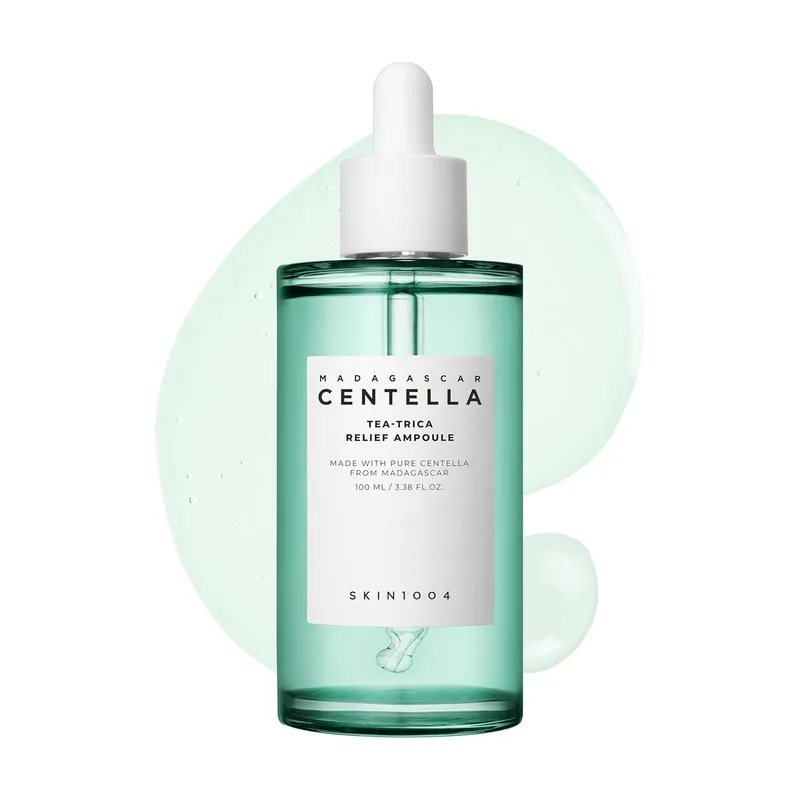 SKIN1004 Tea-Trica Relief Ampoule, 3.38 fl.oz,100ml, Korean Face Serum with Cica & Tea Tree, Facial Serum with Madagasca