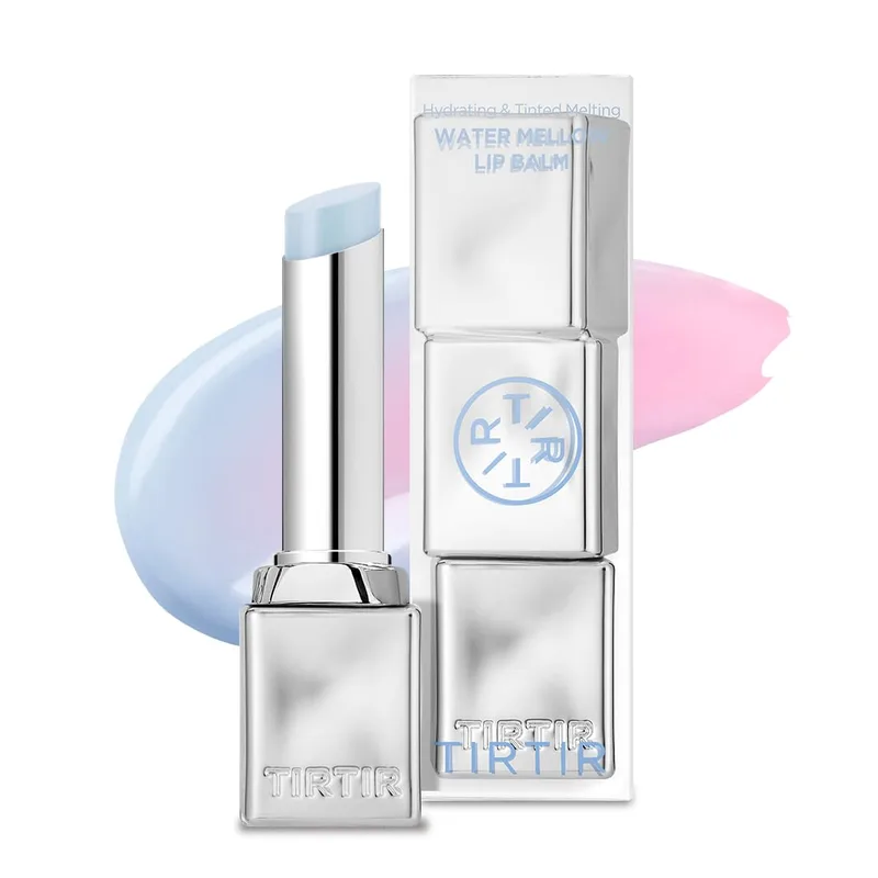 TIRTIR Water Mellow Lip Balm, 01 Icy Blue, 0.11 Fl Oz – pH Color Changing Organic Korean Lip Care, Lightweight Deep Hydr